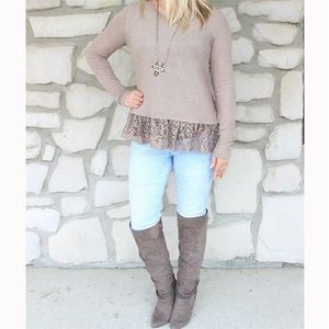 Lace back sweater